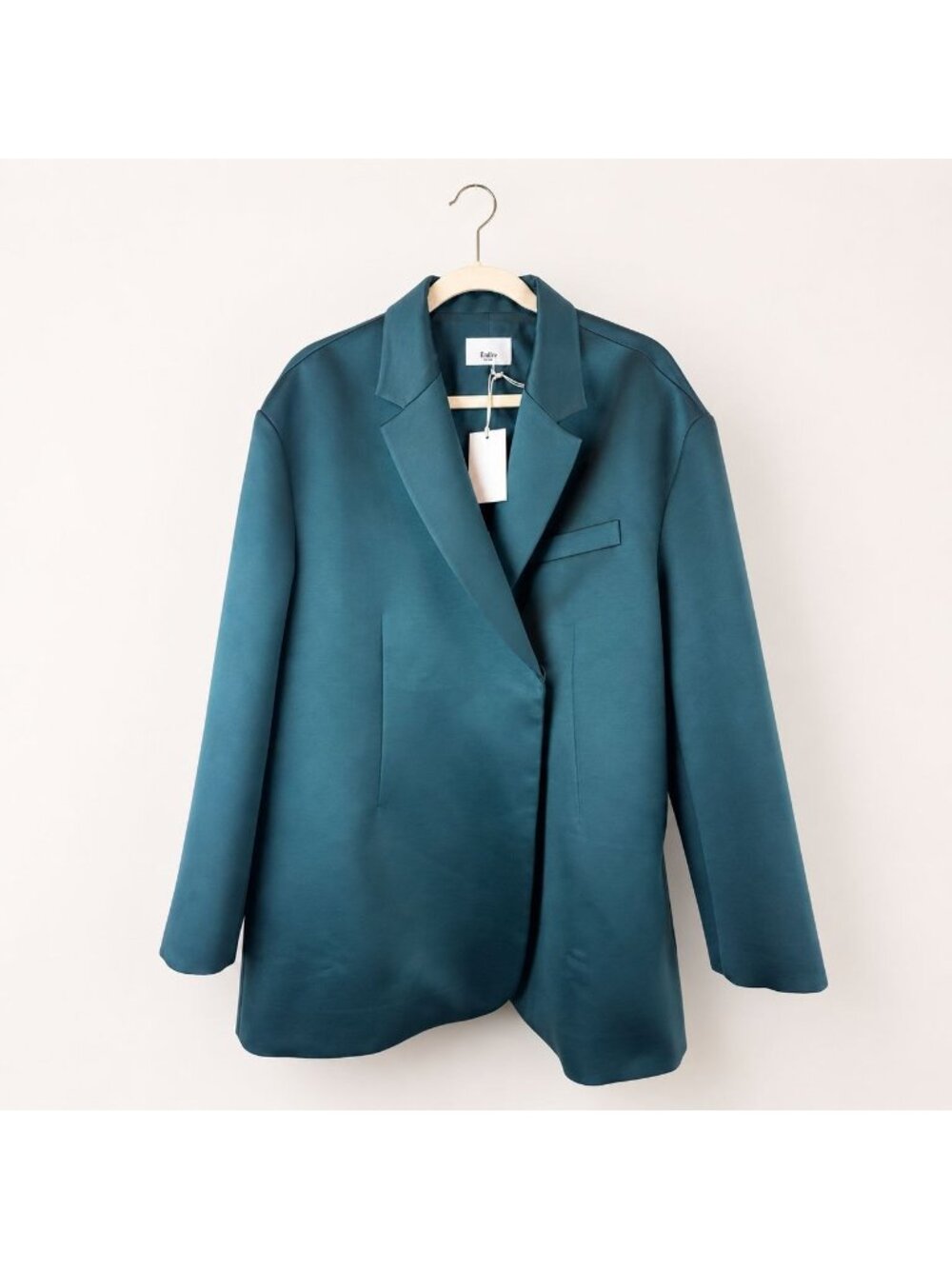NWT The Frankie Shop Endire Oversized Satin Blazer Teal Green Size 1 Korea